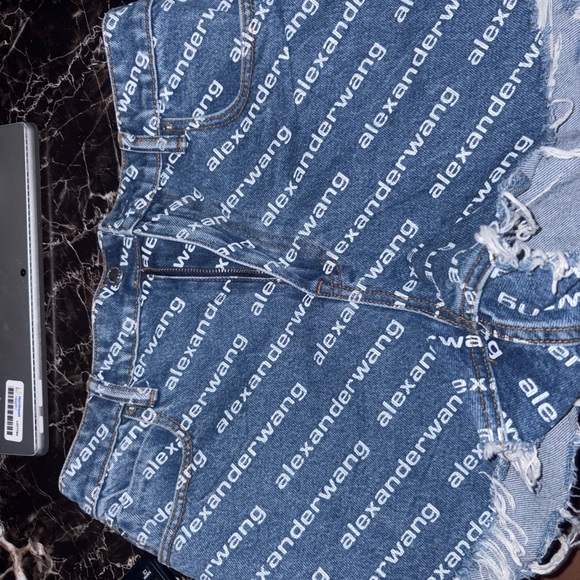 Alexander Wang Logo Print Denim Shorts